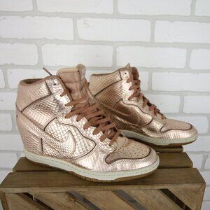Nike Sky Dunk Hidden Wedge Womens 9 Metallic Scale Cut Bronze Pink Rose Gold